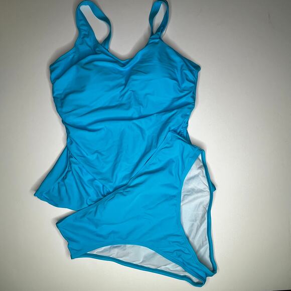 Two Piece Turquoise Tankini Swimsuit New L - Picture 1 of 9